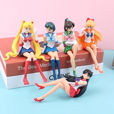 12 СМ Аниме Сейлор Мун Фигурка Красивая Девушка Вода Лед Луна Плутон Желтые Волосы Kawaii Сидящая Коллекционная Модель Игрушки