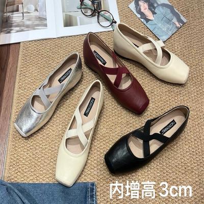 Фактурная коровья кожа с эффектом потертости, ретро балетки с квадратным носком, осень 2025, новая коллекция, толстый низкий каблук, ремешки крест-накрест, полностью кожаные одинарные туфли женские