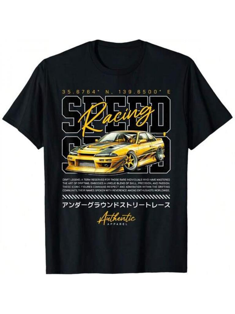 Футболка Speed Retro Japan JDM Tokyo Drift Racing с принтом, подходит для походов, спортзала - Мужская летняя хлопковая Граф...