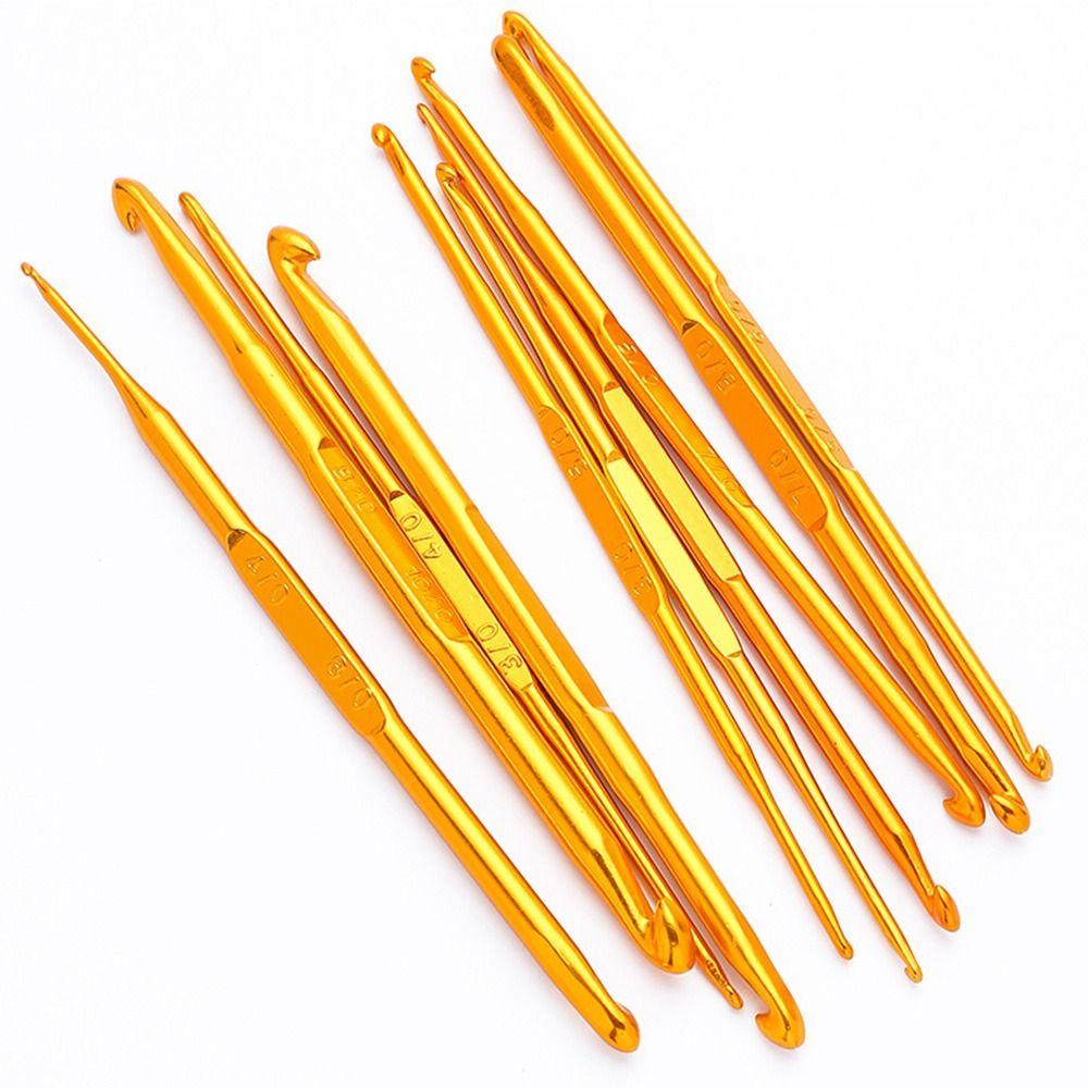 Aluminum Crochet Needles Gold Knitting Needles New Double End Crochet Hooks  DIY Sewing Accessories