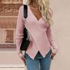 Yousheng Women Sexy V-Neck Wrap Sweater Knit Top Slim Fit Pullover Long Sleeve Soft Breathable Fabric Sweater Autumn Clothing