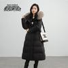 XueZhongFei Women's Hooded Fox Fur Collar Long Down Jacket