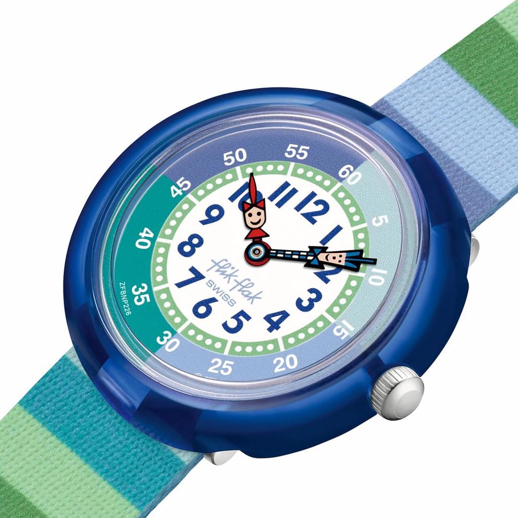 Kids Watch STRIPY GREEN FBNP226 [Flick Flak]