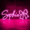 Индивидуальная неоновая вывеска с бантом, неоновая вывеска с бантом, модный художественный декор, декор для комнаты девушки, индивидуальный декор с бантом, декор для стен для девушек, подарок, салон красоты