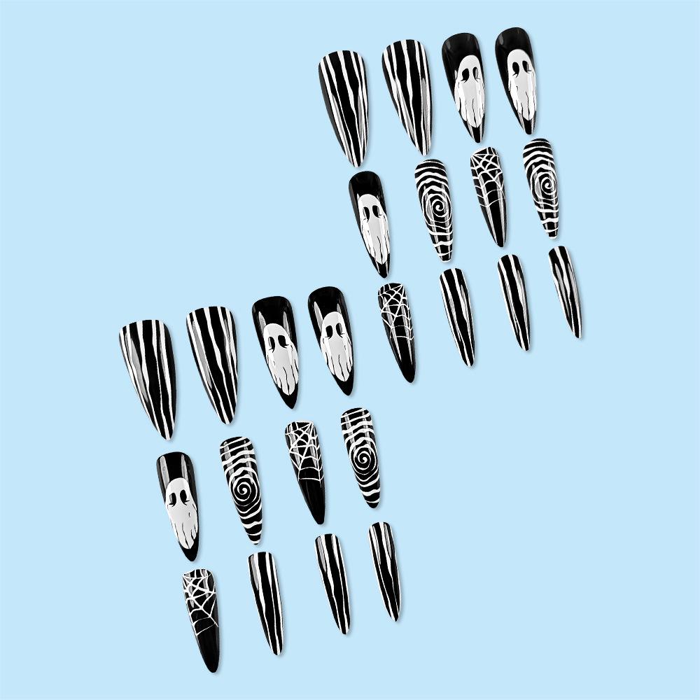 Хиты продаж Таблетки для нейл-арта «Капля воды», Полосатая паутина Патчи для накладных ногтей Оптом, Хэллоуин Гримаса Ношение ногтей
