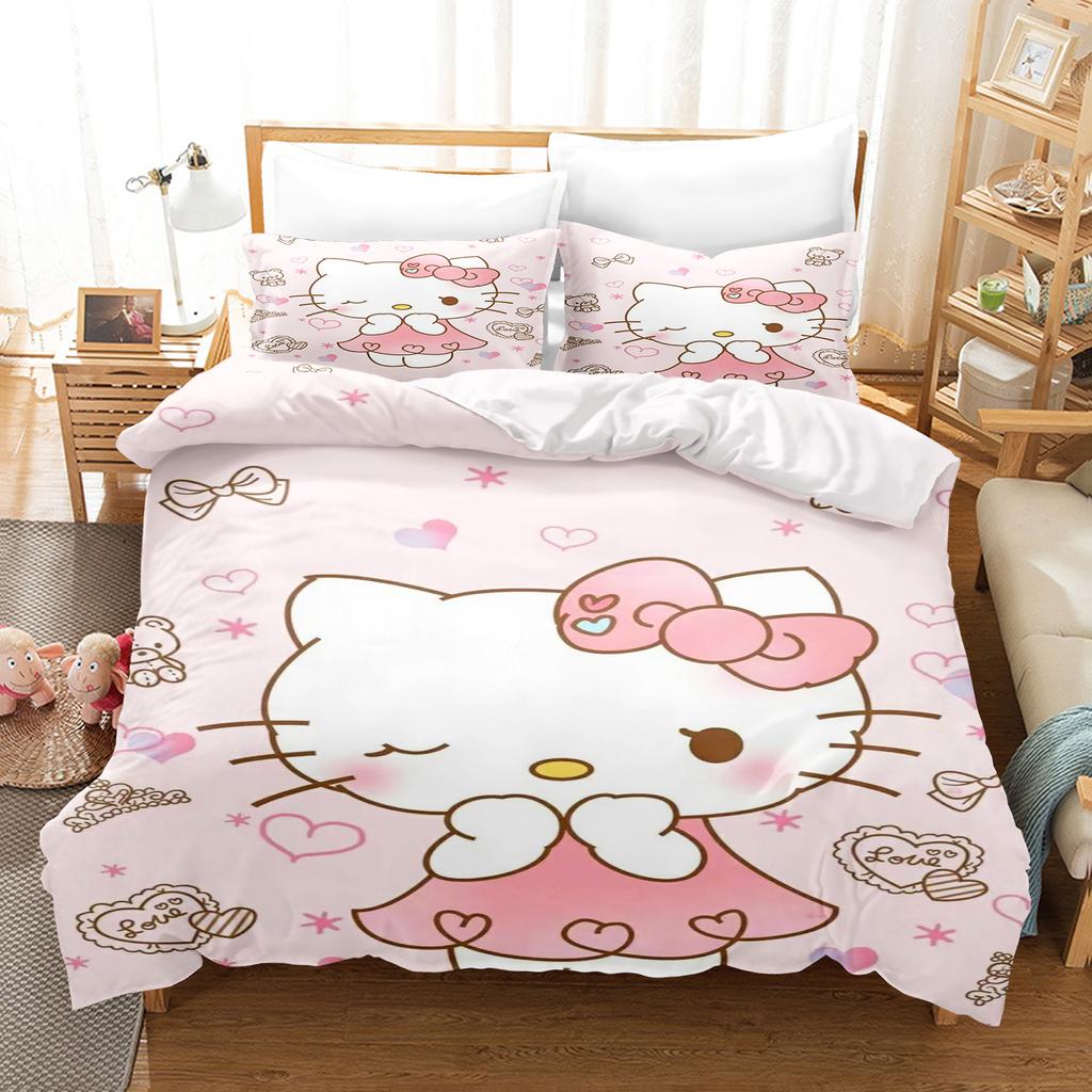 Hello Kitty Спальня Детский Комплект Постельного Белья Пододеяльник Комфорт Королева С Наволочкой Рождественские Подарки Дом