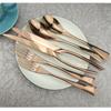 Luxury Rose Gold Dinnerware Set Western Plated Cutlery Dining Knives Forks Dessert Scoops Set Engraving Tableware Set