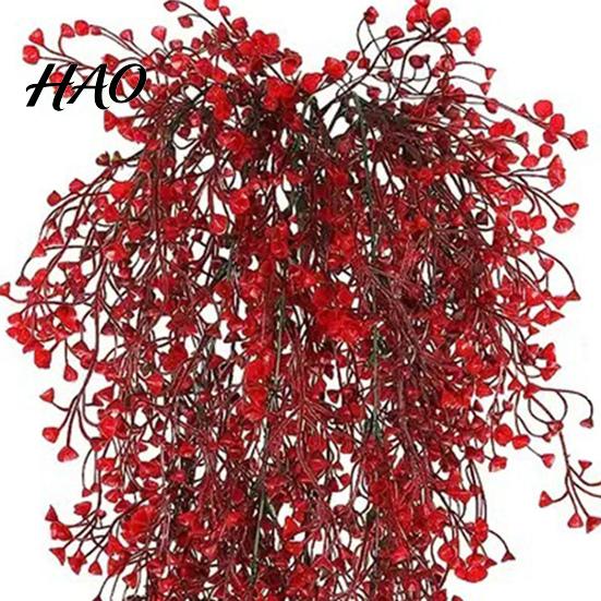 Reusable Plant Ornaments for Showcases Artificial Hanging Red Admiralty Rattan, Realistic Simulation Plant, Decoration Flexible Bendable Foliage