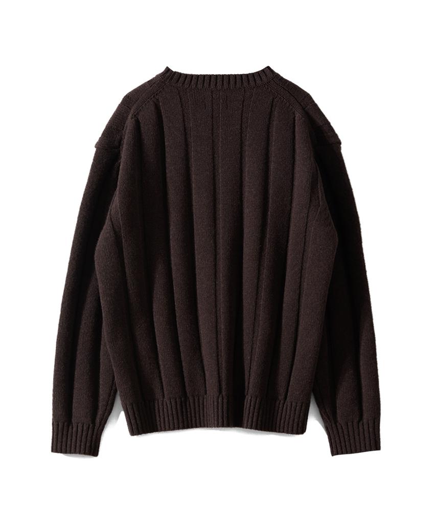 HORLISUN Meadow Wide Rib Crewneck Knit Dark Brown