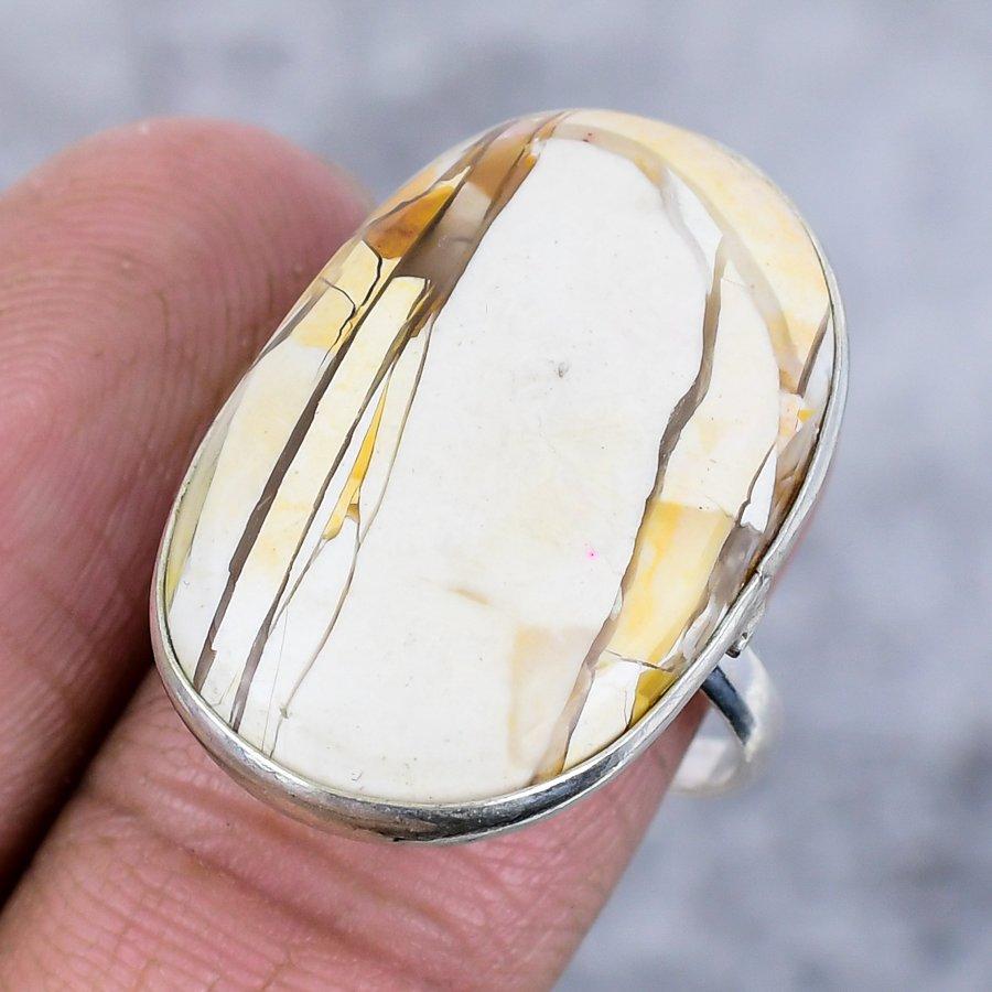 Brecciated Mookaite Handmade 925 Sterling Silver Jewelry Ring Size 8.5 Q8U66