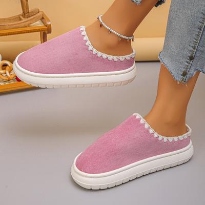 Мода 2025 Новая мода Платформа Пушистые тапочки Женские Зимние Теплые Плюшевые Домашние Хлопковые Туфли Женские Толстая Подошва Нескользящие Домашние Тапочки