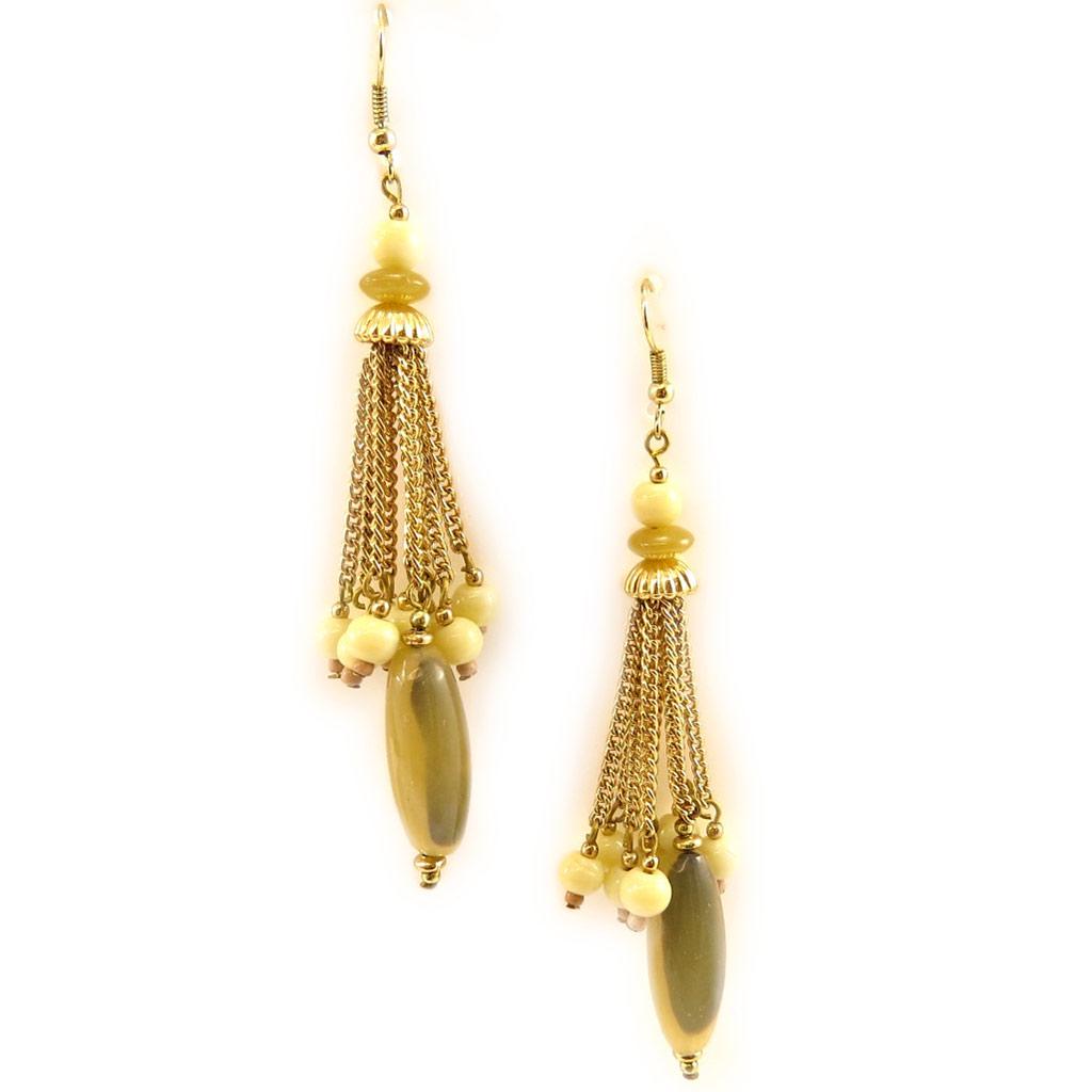 Les Trésors De Lily [L5216] - Золотисто-зеленые дизайнерские серьги «Килиманджаро».