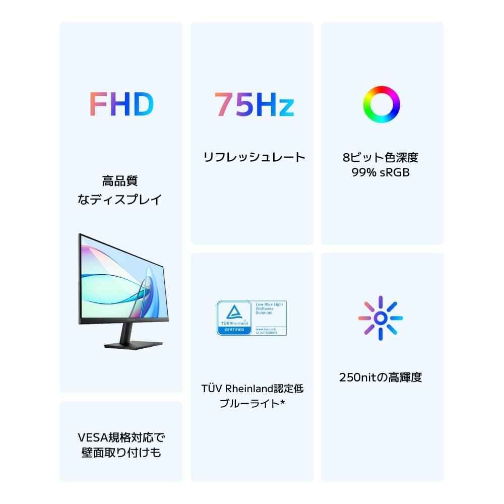 Xiaomi Монитор A22i Дисплей 21,4 дюйма Full HD 1920x1080 75 Гц 8-битная глубина цвета sRGB99% Blue Light Совместимость с креплением VESA