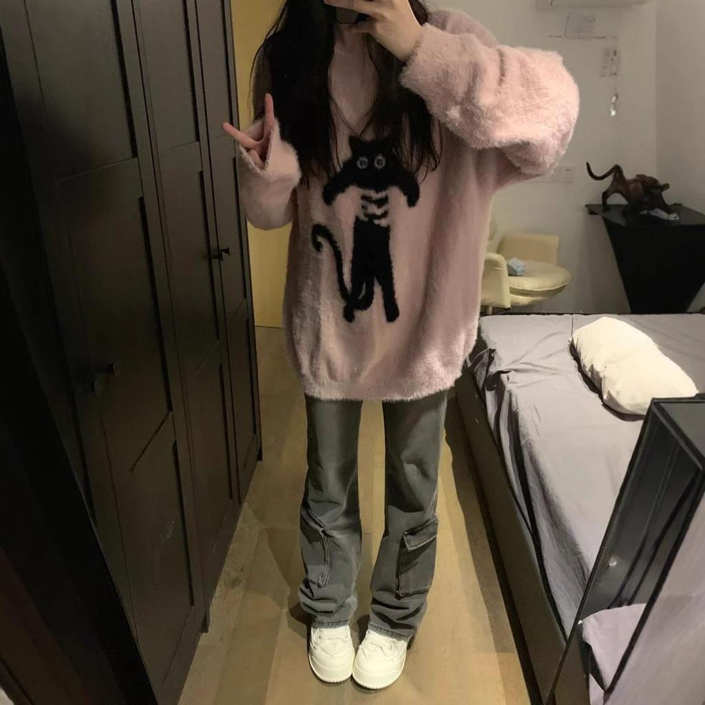 Женский свитер оверсайз в ленивом стиле из мягкого трикотажа - Теплый, удобный пуловер с круглым вырезом