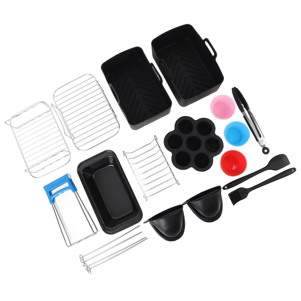 Набор аксессуаров для фритюрницы Решетка для гриля с шампуром Силиконовая щетка Щипцы для еды Сковорода для торта Сковорода из нержавеющей стали