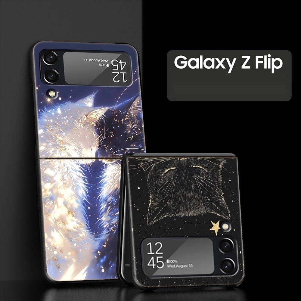 Пластиковый чехол для телефона с мультяшным рисунком для Samsung Galaxy Z Flip 7 6 5 4 Черная крышка для Galaxy Z Flip 3 Складной чехол Fundas Shell Funda Сумка