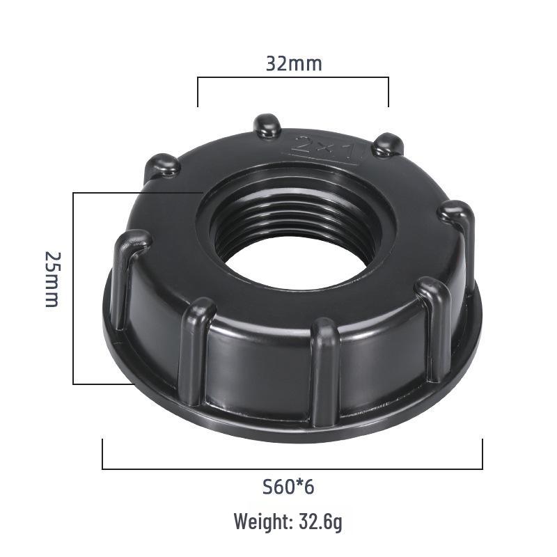 IBC Ton Barrel Valve Double Inner Tooth Adapter with Cover - 4, 6 Points, 1 Inch Center Ring