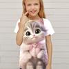 Children's Clothing Cute 3D Cat Graphic Print Short Sleeve Tops Kids Clothes T-Shirt Casual Pullover Child Boys Girls Summer