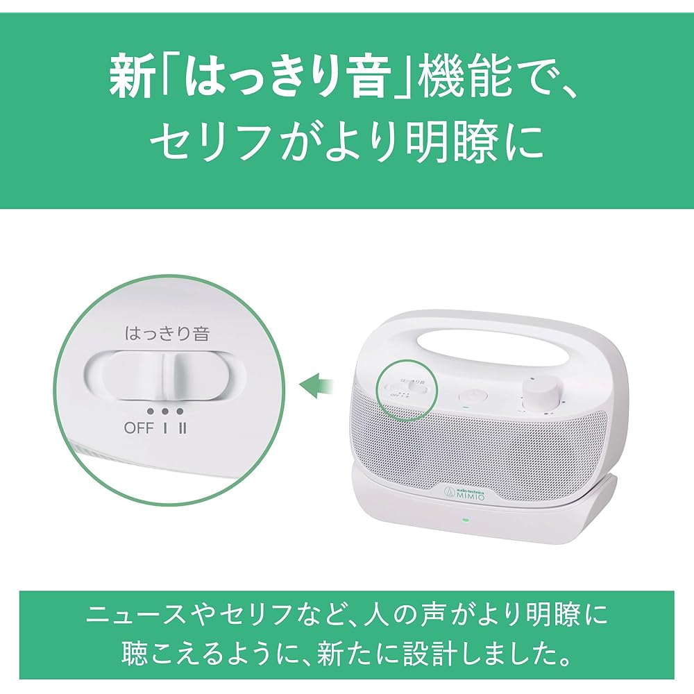 Audio-Technica MIMIO SOUND MOVE Персональный ТВ-динамик, 2,4 ГГц Беспроводной, для Пожилых, Чистый Звук, Стерео, Простое Управление, Беспроводная Зарядка, Автоматический P