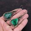 Граненые серьги с замбийским изумрудом, серьги из медной проволоки, медные украшения, серьги ручной работы из натурального драгоценного камня, подарок для мамы, ювелирные изделия из проволочной обмотки