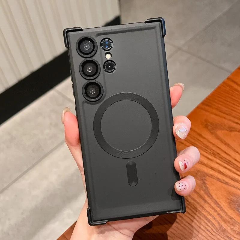 Силиконовый защитный чехол для стекла объектива для телефона Samsung Galaxy S25 Ultra S24 FE S23 Plus, чехол с магнитной беспроводной зарядкой Magsafe