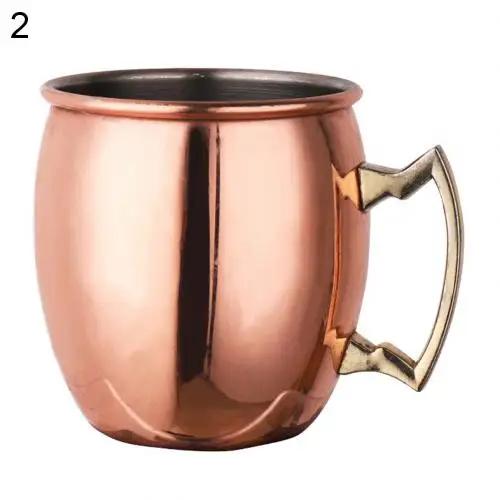 500 мл Московская кружка-бочка Mule с медным покрытием Кружка для чая и пива с ручкой из нержавеющей стали Стеклянные кружки для воды Кофейные чашки Посуда для напитков