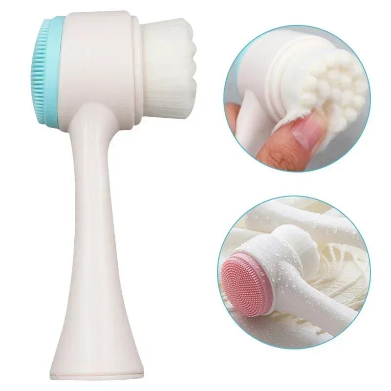 Двусторонняя силиконовая щетка для очищения лица, средство для удаления черных точек, скраб для лица, очиститель пор, отшелушивающее средство