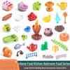 Крупные кубики, совместимые с LEGO Duplo: Кухня, Ванная комната, Мебель и Игровые аксессуары для еды для детских конструкторов