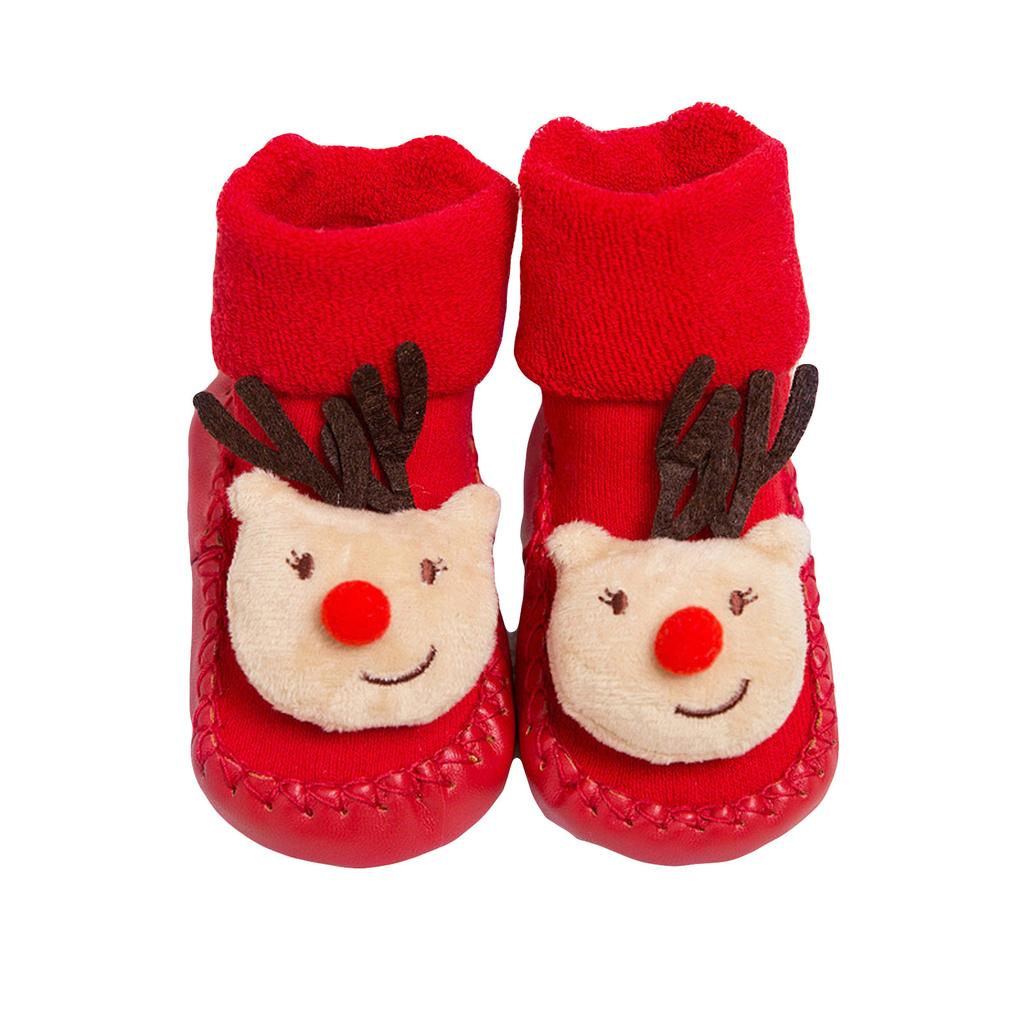 Newborn Baby Boys Girls Christmas Floor Socks Anti-Slip Baby Step Socks
