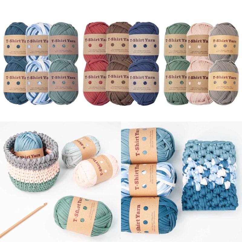 6 шт. Трикотажная пряжа Эластичная ткань Пряжа для вязания крючком для DIY вязания, Пряжа-спагетти Толстая пряжа для ручного вязания сумки