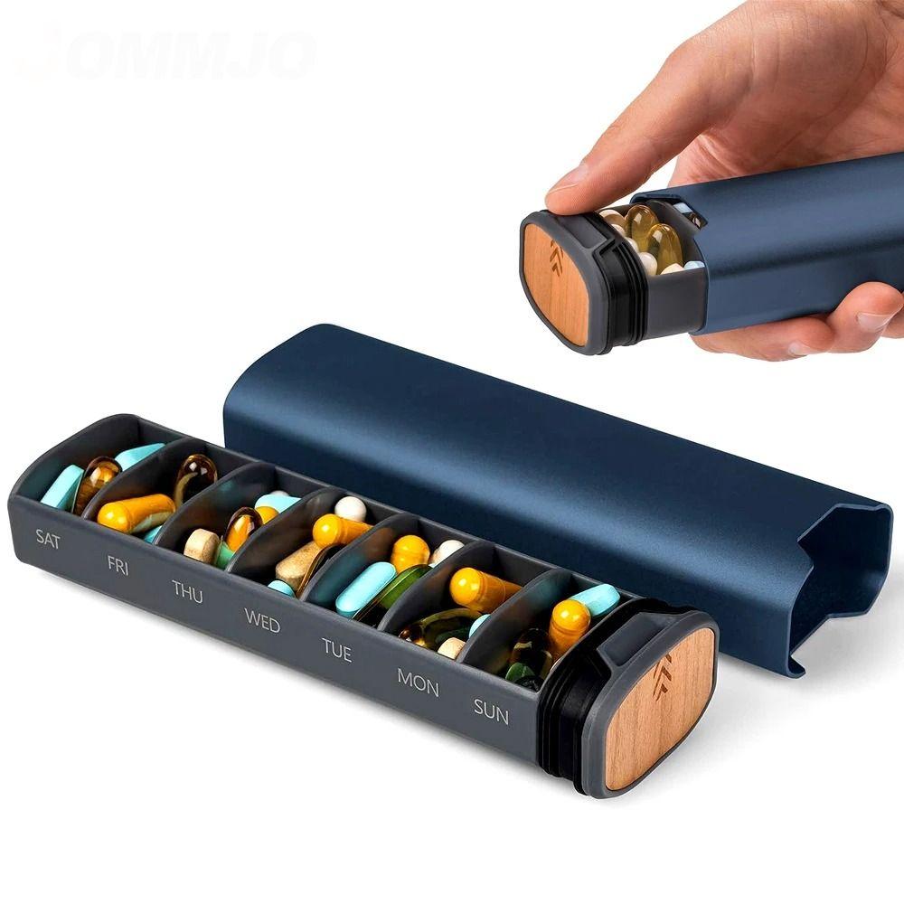 Большой емкости 7-дневный еженедельный органайзер для таблеток, алюминиевый отсек для таблеток, дорожная коробка для таблеток