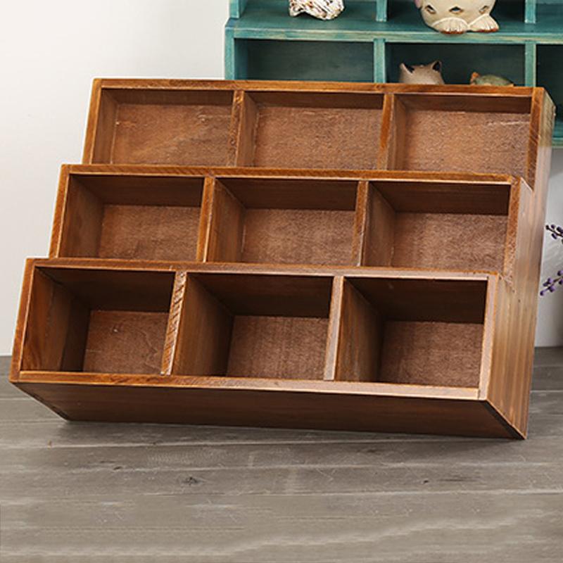 1 шт., красная/синяя, 9-секционная, винтажная деревянная настенная стойка для хранения, настольная, высококачественная стойка для демонстрации ювелирных изделий и предметов коллекционирования.