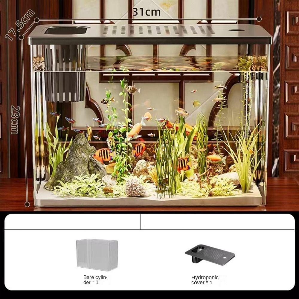 Transparent Desktop Aquarium with Lid Turtle Tank Durable Ecological Water Tank for Home