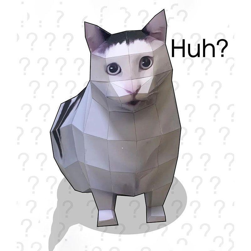 Oiiao Кот Хм Кот Бумажная модель Кот Сомнение Кот 3D Складная бумага Вращающийся кот Домашний декор Подарок Требует самостоятельной сборки