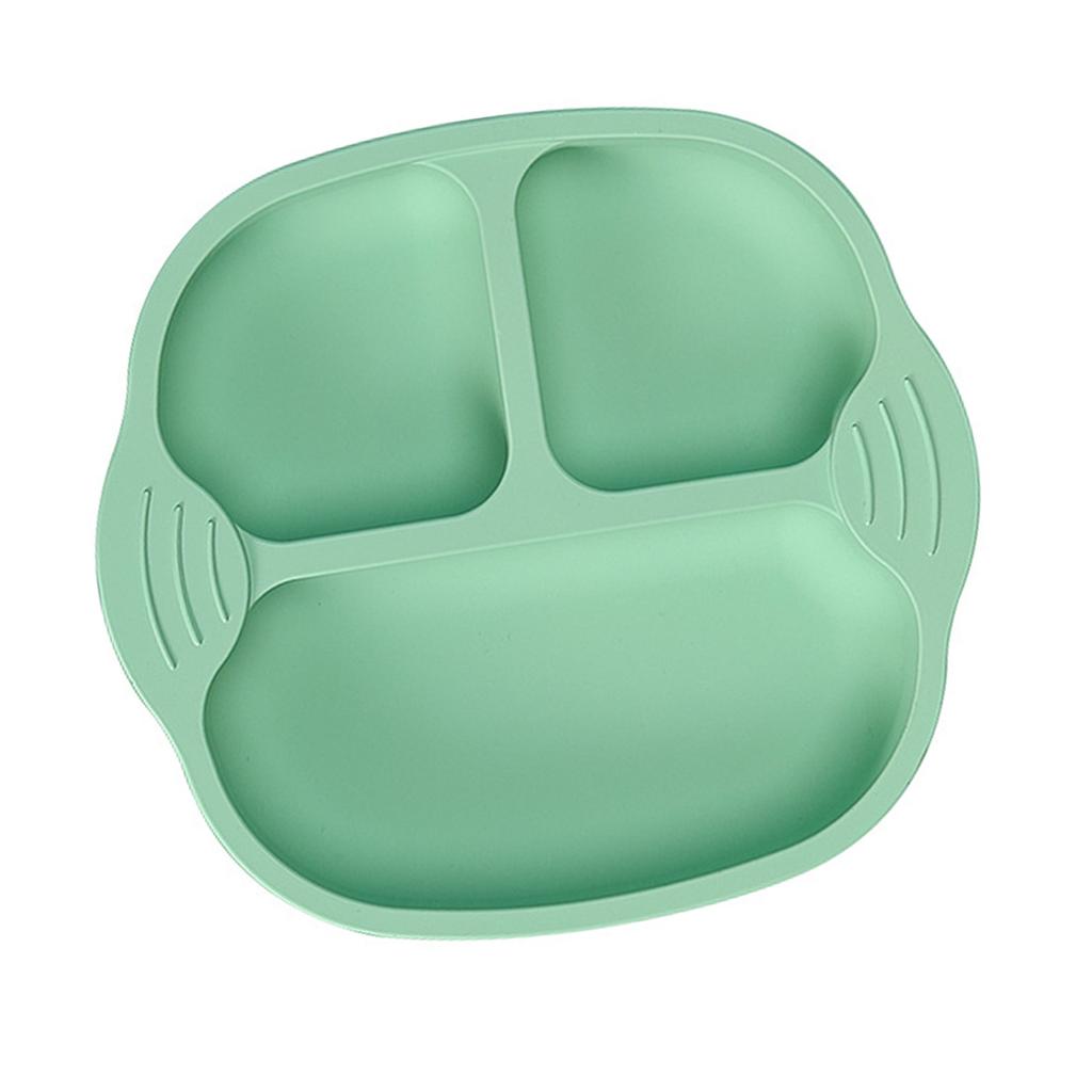 Baby Dinner Plate Drop Proof Strong Suction Cup Easy Clean Silicone Divided Baby Supplement Plate Green