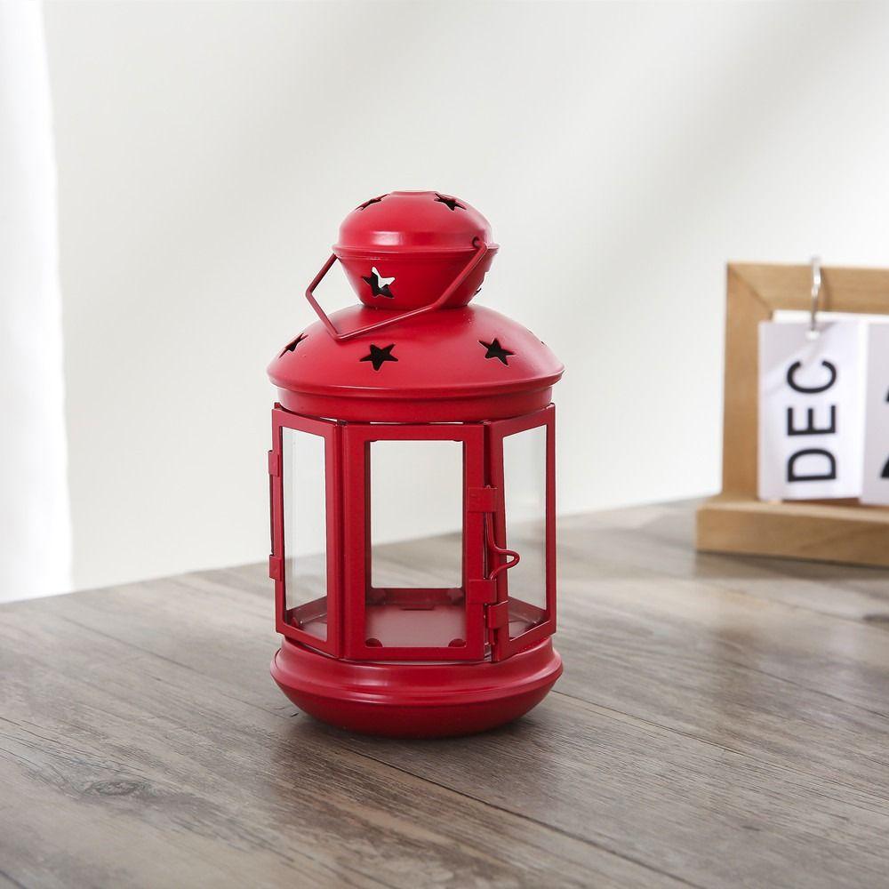 Wrought Iron Hollow Star Candle Holder Wind-proof Candlestick Lantern Ornament Festival Gift