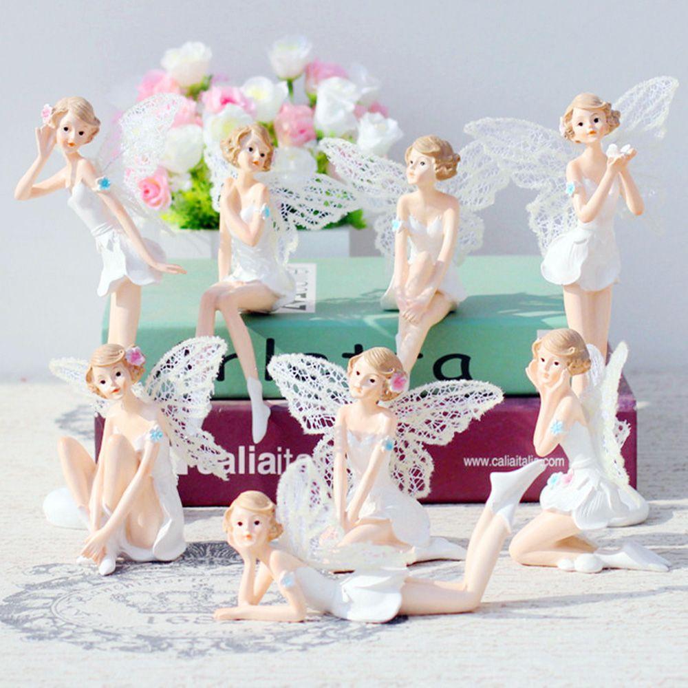 landscape Toy Figures Flower Ornaments  Flying Flower Fairy Garden Car Cake Decor White Angel Doll