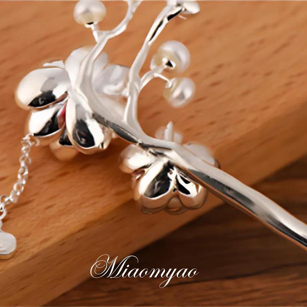 Single for Kimono and Antique Red Plum Blossom Hair Accessory [Miaomyao] Hairpin, Hairpin, Tomesode, Flower, Design, Silver,
