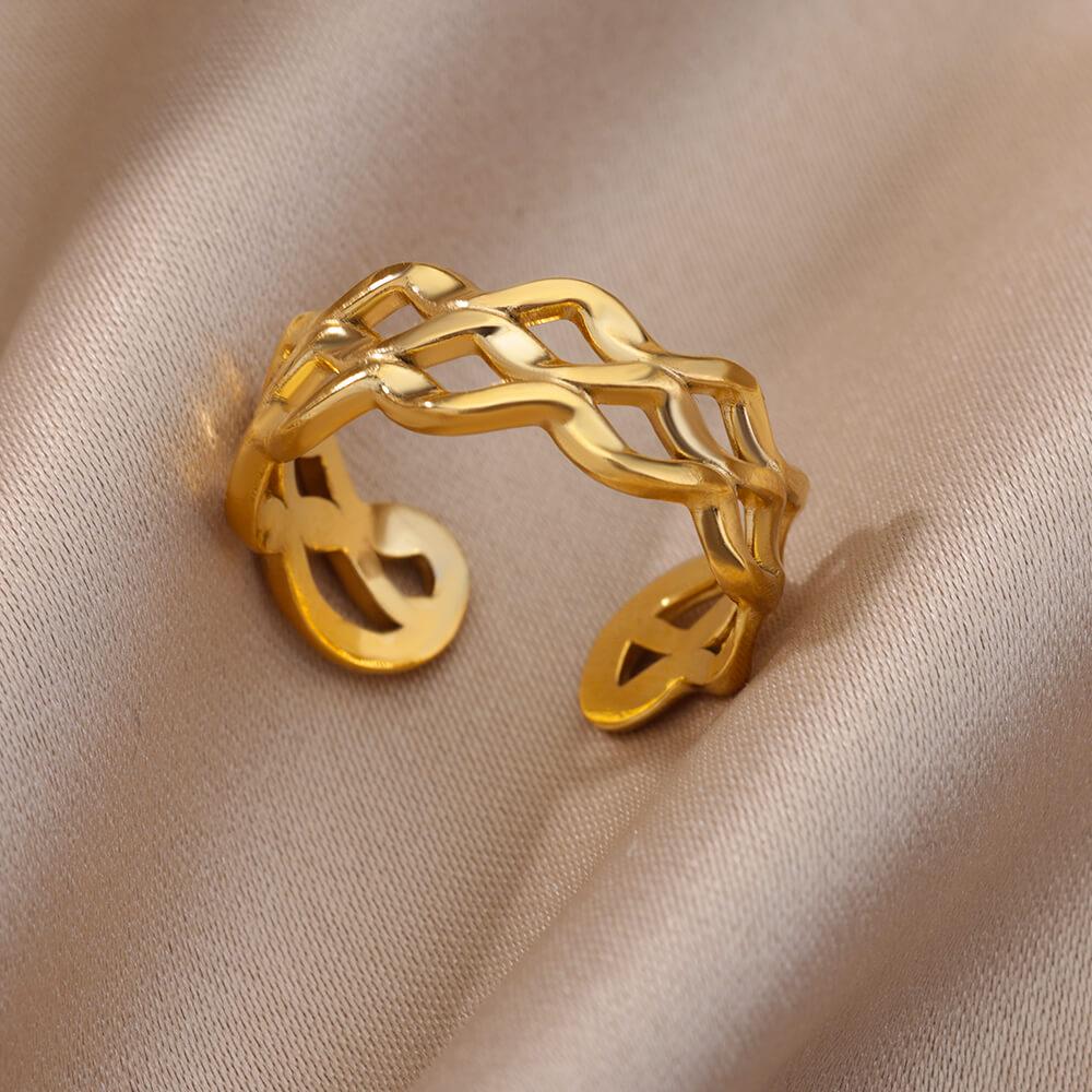 Opening Rings for Women Stainless Steel Gold Color Geometric Ring Fashion Simple Party Christmas Jewelry Gift
