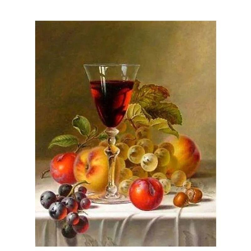 Diamond Painting Fruit Full Round Round Kit 5D Diy Diamond Embroidery Mosaic Red Wine Decorations Home