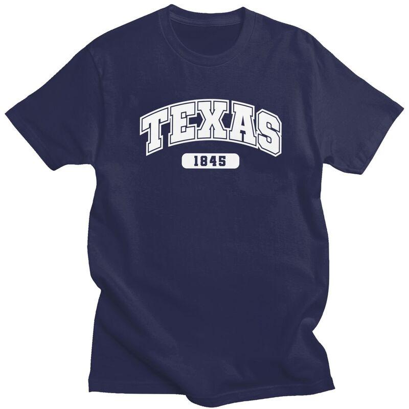 Мужская футболка в техасском collegiate стиле 1845, 100% хлопок, с юмором, streetwear, с коротким рукавом, приталенная одежда