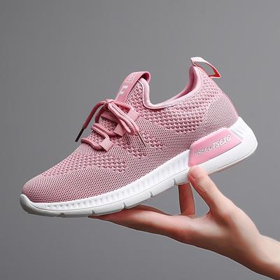 2021 весна и осень новая летающая тканая женская обувь корейская версия универсальная шнуровка повседневная обувь легкая сетчатая дышащая спортивная обувь