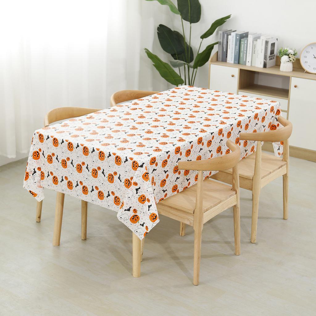 6PCS Holiday Disposable Halloween Tablecloth Halloween Themed Pumpkin Tablecloth Party Atmosphere Decoration Durable Supplies