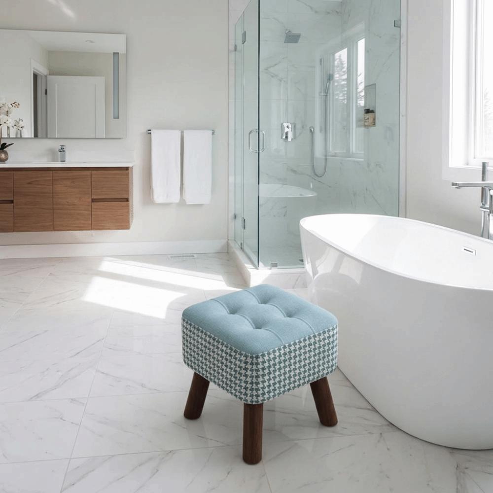 Soft Upholstered Seat Ottoman Compact Design Soft Pack Stool Shoe Changing Stool Living Room