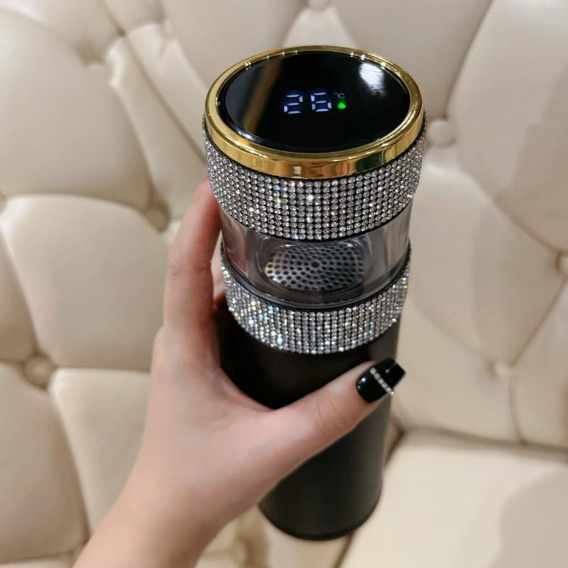 Elegant 370ml Insulated Tea Cup With Removable Strainer 316 Stainless Steel Women Office Travel