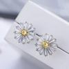 Sterling Little Daisy Stud Earrings for Women Bright Yellow Color Flower Earrings Ear Piercing Dainty Girls Jewelry