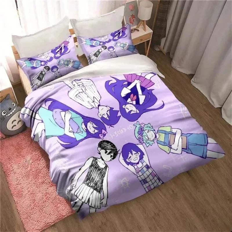 Модный 3D-печатный аниме-комплект постельного белья Omori для всех сезонов, двуспальный комплект с пододеяльником, размеры Twin, King, домашний текстиль