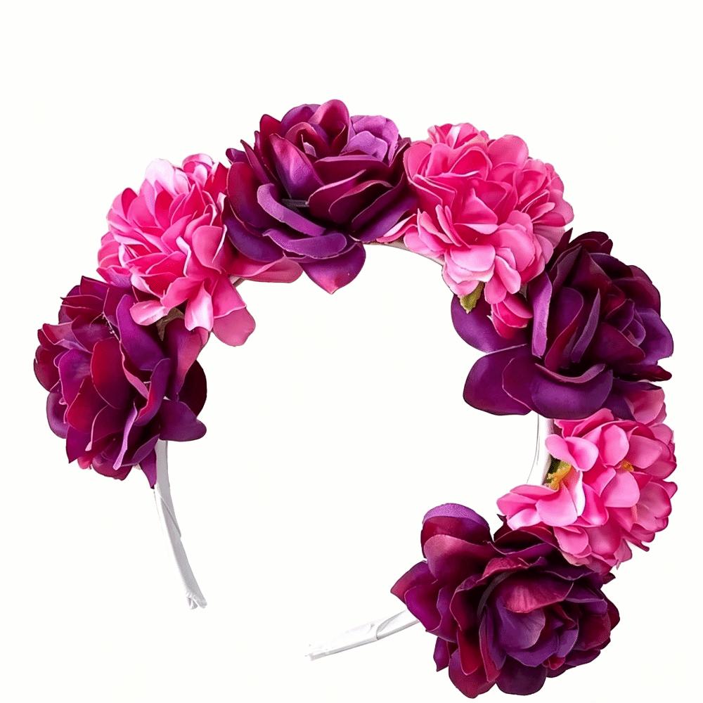 Vintage Artificial Flower Crown Romantic Bohemian Hair Accessories Colorful Floral Headband Women