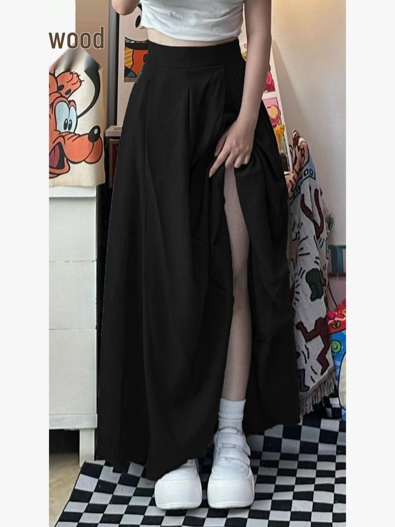 Melaard Retro Brown High-Waisted Midi Skirt: Slimming Winter Style with Minimalist Draping.