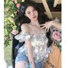 Women's Off-Shoulder Floral Puff Sleeve Summer Top